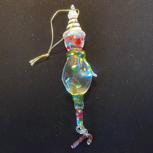 3 glass Snowmen Christmas ornaments with dangling candy canes - Picture 4 of 5
